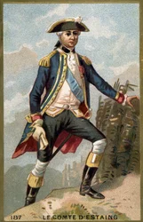 Portrait of Jean Baptiste, Count of Estaing (1729 - 1794), French Admiral. Chromolithography of the 19th century.