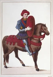 Portrett av Jean Poton, Lord of Xaintrailles, eller av Saintrailles Maréchal av Frankrike (ca. 1400 til 1461) Han var en av følgesvennene til Jeanne d