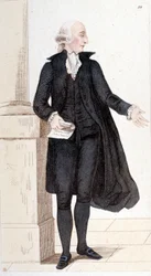Portrett av Jean Sylvain BAILLY (1736-1793), forfatter, astronom og politiker valgt til Académie francaise. Forfatter av spesielt astronomiens historie. Han ble giljotinert for å ha hjulpet Louis XVI med å rømme. Gravering fra 1830.