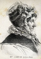 Portrett av Jeanne Louise Henriette Genest, Madame Campan (1752 - 1822), fransk pedagog - i "" Les Contemporains", n.d. sent på 1800-tallet.