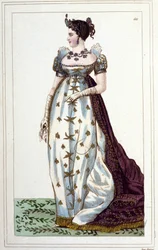Portrett av Joséphine av Beauharnais Bonaparte (1763 - 1814), franskmennenes imperator i keiserlig draktgravering fra 1830