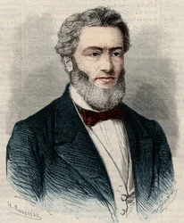Portrett av Jules Favre (1809-1880), fransk politiker og advokat. Gravering i "" L'Univers illustrious""