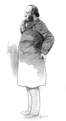 Portrait of Jules Ferry (1832-1893), French politician, President of the Council of Ministers. Engraving in “” Le Monde Illustré””