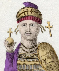 Portrett av Justinian I (Den store) (Flavius Petrus Sabbatius Justinianus).482 - 565. Romersk keiser av Orienten.