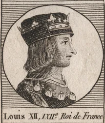 Portrett av kong Louis XII (1462-1515) - Portrett av Louis XII av Frankrike (1462-1515), konge av Frankrike - gravering fra "Instruction sur l