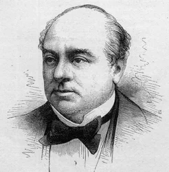 Portrett av Leopold Barre, fransk komiker, medlem av Comedie Francaise fra 1858 til 1888. Gravering i “” Le Monde Illustré”” n¡1168 av 16. august 1879.