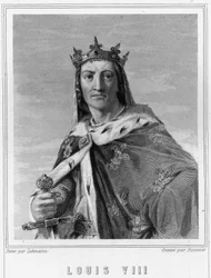 Portrait of Louis VIII (1187 - 1226), King of France - in “Histoire des Français”” by Lavallée, engraving, sd.