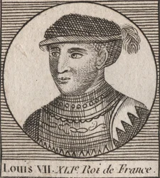Portrett av Louis VII dit le Jeune (1120-1180), kongen av frankene fra 1137 til 1180 - Louis VII (kalt den yngre eller den unge), kongen av frankerne - gravering fra "Instruction sur l