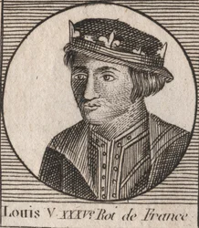 Portrait of Louis V le Faineant (967-987), King of France - Louis V the Indolent (967-987) - engraving from “” Instruction sur l