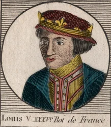 Portrett av Louis V le Faineant (967-987), konge av Frankrike - Louis V the Indolent (967-987) - gravering fra "" Instruction sur l'Histoire de France"" av Charles Constant Le Tellier 1821