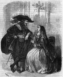 Portrett av Ludvig XIII (1601-1643) Konge av Frankrike og Mademoiselle de Lafayette - Gravering fra 1800-tallet