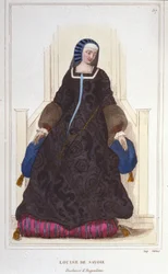 Portrett av Louise de Savoie, hertuginne av Angoulene og mor til Francois I (1476 - 1531) gravering av 1830