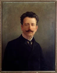 Portrett av Marco Enrico Bossi, italiensk komponist og organist. ca. 1900 (maleri)