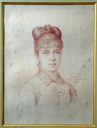 Portrett av Marie Alexandrine Henriette Dumas Davy de la Pailleterie dit Colette (1860-1907), datter av Alexandre Dumas Jr. (1824-1895)” Anonym tegning. 1878 Villers-Cotterets. Alexandre Dumas museum