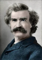 Portrett av Mark Twain (Samuel Langhorne Clemens) (1835-1910), amerikansk forfatter