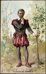 Portrett av Olivier de Serres (1539 - 1619), fransk agronom. 1800-talls kromolitografi.