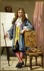 Portrett av Pierre Mignard (1612 - 1695), fransk maler, dekoratør og tegneserieskaper. Kromolitografi fra 1800-tallet.