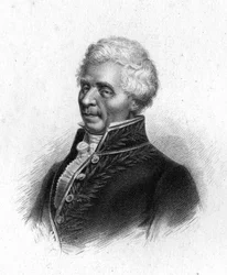 Portrett av Pierre Simon, Marquis de Laplace, astronom (1749 - 1827), gravering 1833.