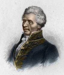 Portrett av Pierre Simon, Marquis de Laplace, astronom (1749 - 1827), gravering 1833.