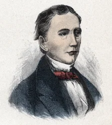 Portrett av Sir Isaac Pitman (1813-1897) engelsk oppfinner av stenografi (stenografi)