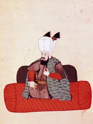 Portrett av Sultan Amurat III (eller Mourad III) (1574-1595) Miniatyr fra et manuskript Cicogna fra 1800-tallet (1828) etter en original fra 1600-tallet (1671). Venezia, Martian Library