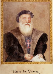 Portrett av Vasco de Gama - i "" Livet til prins Henri av Portugal med etternavnet Sjøfareren"" av Richard Henri Major