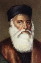 Portrett av Vasco de Gama, portugisisk navigatør.