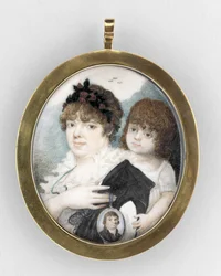 Portrait of a Mother and Child, ca. 1810-20 (akvarell på elfenben, forgylt kobber og glass)