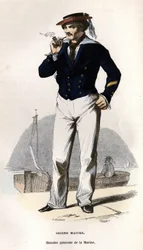 Portrett av en annen mester. i "General History of the Navy" av Van Tenac