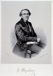 Portrett av den tyske operakomponisten Giacomo Meyerbeer (1791-1864) Gravering. 1800-tallet. Bologna, borgermuseum for musikk