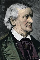 Portrett av den tyske komponisten Richard Wagner (1813–1883) Kromolitografi fra begynnelsen av 1900-tallet
