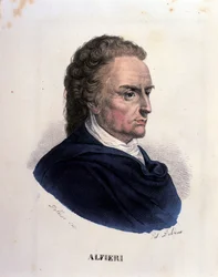 Portrett av den italienske poeten og dramatikeren Vittorio Alfieri (1749-1803) Gravering fra 1800-tallet