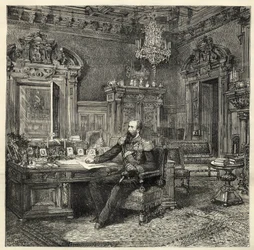 Prins Alexander av Bulgaria (1857-1893), i studiet hans - Alexander av Battenberg - Portrett av Alexander I av Bulgaria eller Alexander av Battenberg (1857-1893) i arbeidsskapet hans - 1886 -