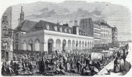Quai des Augustins: Walk of the Valley - Gravering i "" Tableau-de-Paris"" av Edmond Texier