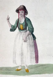 Quaker kvinne - tegning, deb. 1800-tallet
