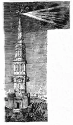 Rekonstruksjon av fyret i Alexandria etter Ebers Egypt.