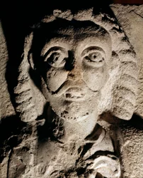 Representasjon av Frederic I av Hohenstaufen (1122-1190) kjent som Frederic Barberousse, konge av Tyskland og tysk keiser. Relieff på stein. Milano slottsmuseum