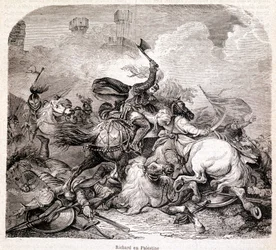 Richard i Palestina. Illustrasjon i "" History of Popes, Kings, Queens, Emperors, through the Centuries"" av Maurice Lachatre 1857