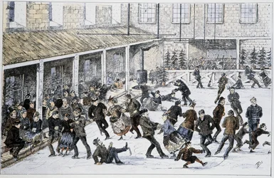 Rink i Halifax, Nova Scotia - i "" Skisser av kanadisk sport og tidsfordriv"" av Lieut. Henry Buckton Laurence