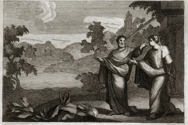 Royaumont Bibelen, Det nye testamente: Ikke døm andre. Når du har en bjelke i øyet, skal du ikke bry deg om å trekke et sugerør fra din brors øye (lignelse om halmen og bjelken). Illustrasjon fra 1811.