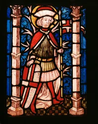 Sankt Florian med lanse og skjold (glassmaleri)