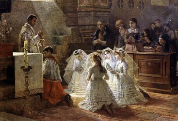 Scene for nattverd på 1800-tallet