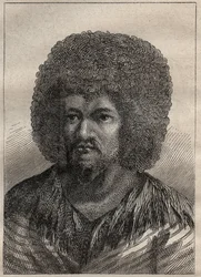 Andre reise (1772-1775) av kaptein James Cook (1728-1779): portrett av O-Too (O Too), kongen av Tahiti - illustrasjon hentet fra "The Great Mariners of the 18th century"
