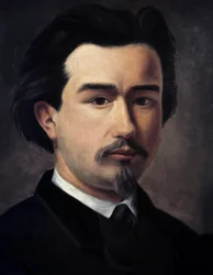 Selvportrett av Clément Ader (1841-1925), fransk ingeniør og oppfinner, "Father of aviation"".