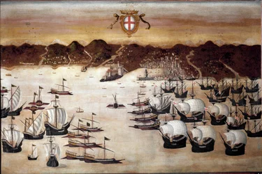 Skip i havnen i Genes (maleri fra 1500-tallet)