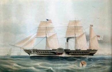 Steamer British Queen i 1840 (trykk fra 1800-tallet)