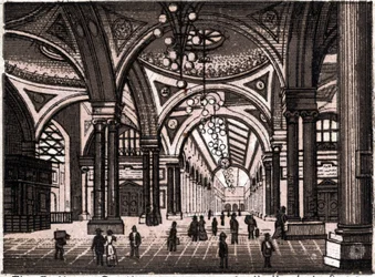 Stuttgart, Germany: view of the railway station hall. in “” The world illustrates 168 views”” Undated (end of 19th century)