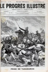 Taking Antananarivo - French military invaded Antananarivo 1895 - Conquete de Madagascar. - capture of Tananarive by the French expeditionary force on 30 September 1895 - engraving in “” Le Progres illustrious”” de 1895