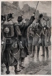 Arrestasjonen av Victor Schoelcher (1804-93) ved Saint Antoine Barricade, 4. desember 1851 - Arrestasjonen av Victor Schoelcher (1804-93) faubourg Saint Antoine 4. desember 1851 - Under opprøret provosert av statskuppet til Louis Bonaparte (futu