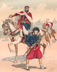 Den franske Armee under regjeringen til Louis Philippe fra 1830 til 1848 - Zouave og Spahi - Gravering fra 1882 i "" Histoire de dix ans: 1830-1840""" Louis-Blanc (1811-1882)